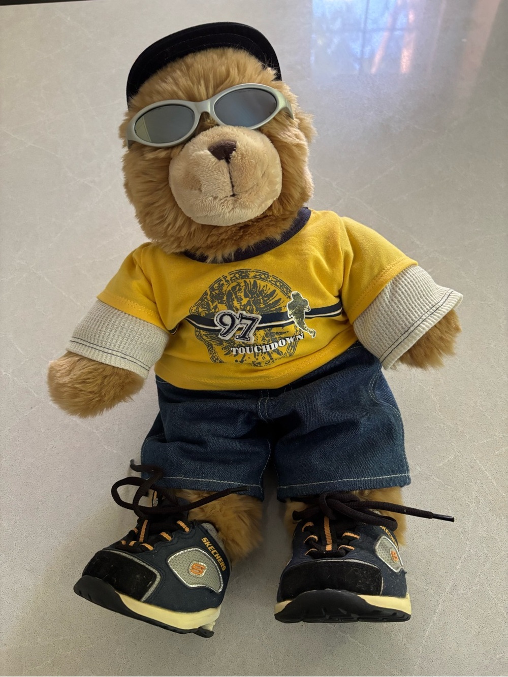 Build-A-Bear Vintage Teddy Bear Plush Complete 97 Football Outfit Skechers Shoes
